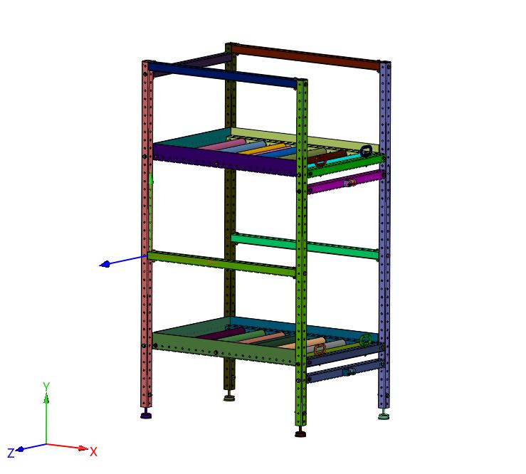 型材组合式带滚筒存储料架
