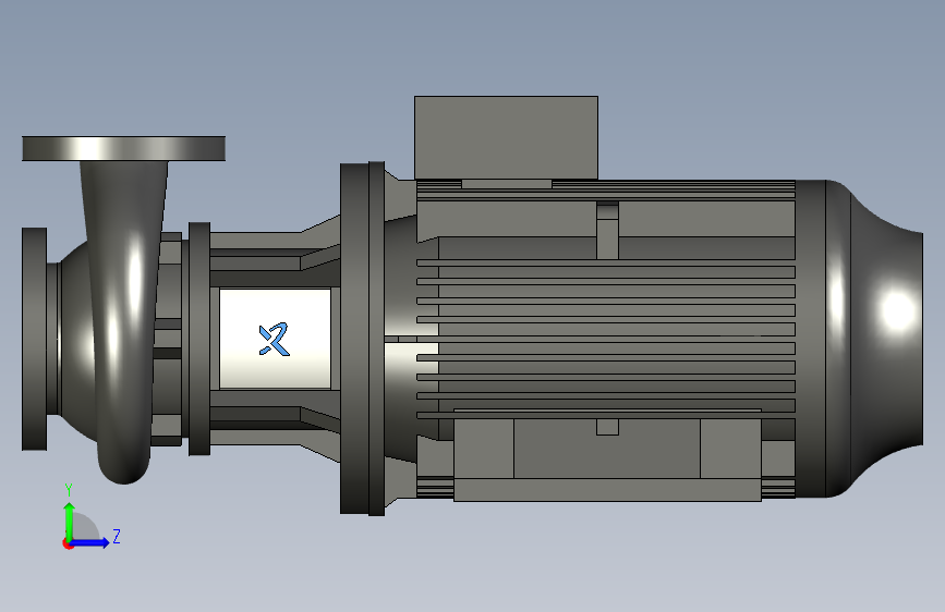 格兰富NBG 100-80-160_Cast iron_F2_GRUNDFOS MMG-H_50Hz_2P_18.5kW 左侧视图