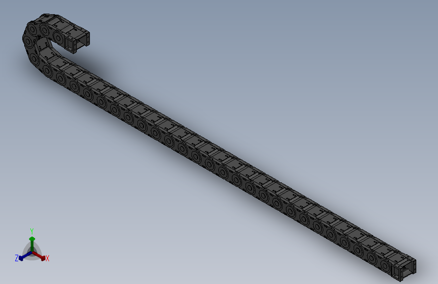 弯曲半径100内高45两侧打开型封闭式拖链_DMD45CD-45-60-100R-30