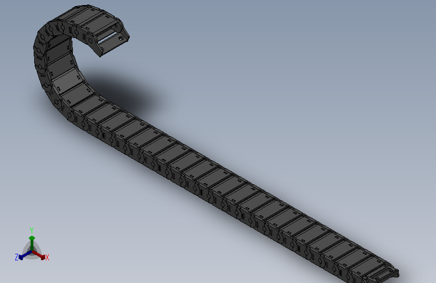 弯曲半径125内高25两侧打开型DB封闭式拖链_DMD25CDBA-25-77-125R-30