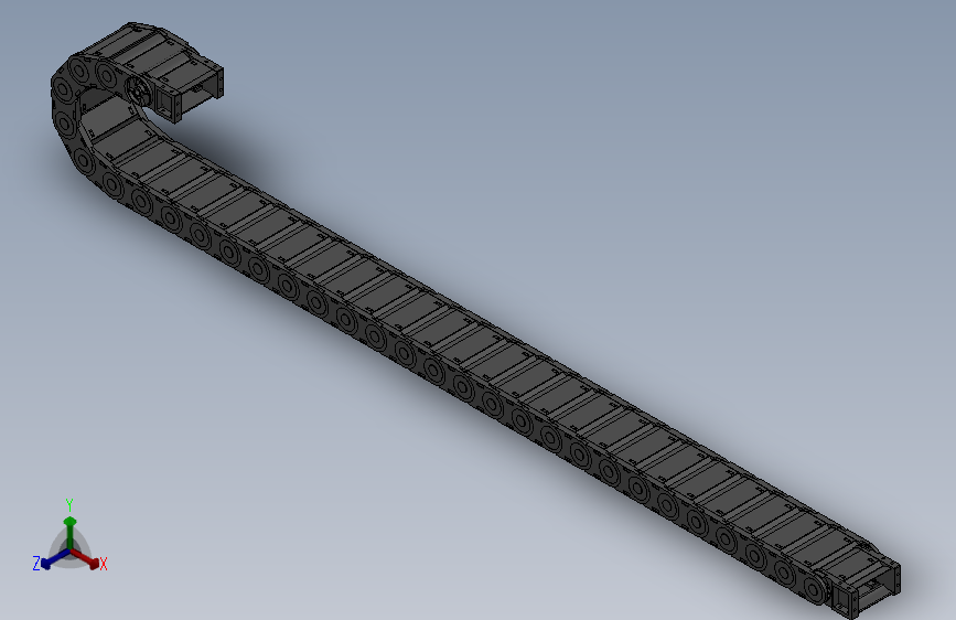 弯曲半径125内高45两侧打开型封闭式拖链_DMD45CD-45-130-125R-30