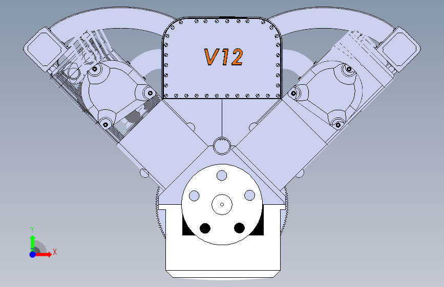 V12汽车发动机 正面视图
