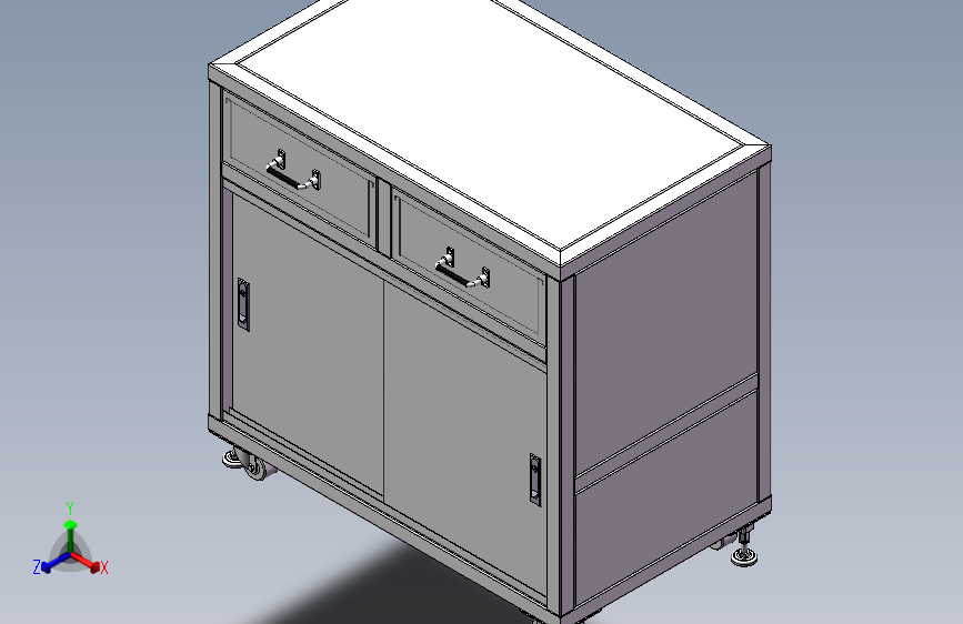 移动式带抽屉工具柜三维SW模型