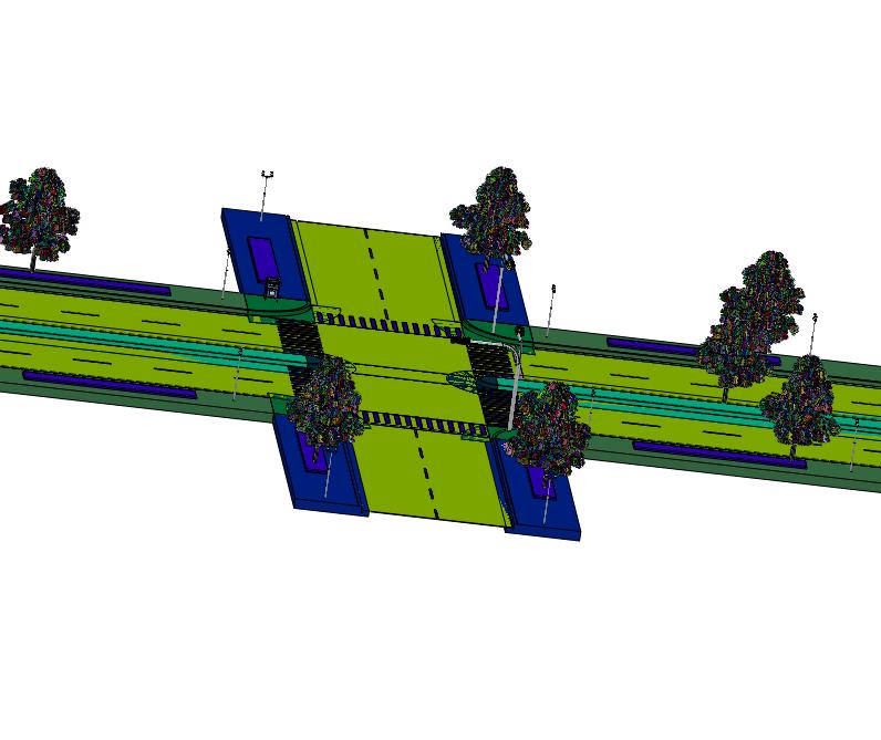 十字路口交通3D建筑场景三维设计