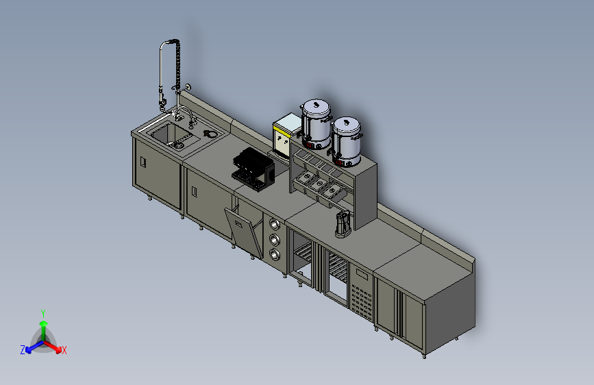 商用厨具水吧奶茶咖啡店台模型MF208787