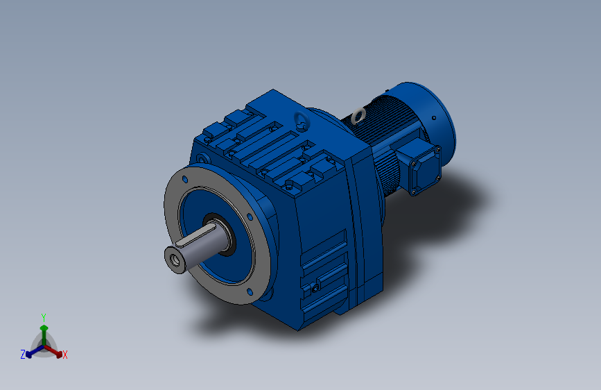 RF107法兰轴伸式安装斜齿轮减速机RF107-Y0.75-8P-80-M1-0°-Φ350_SOLIDWORKS 2018_模型图纸下载 – 懒石网