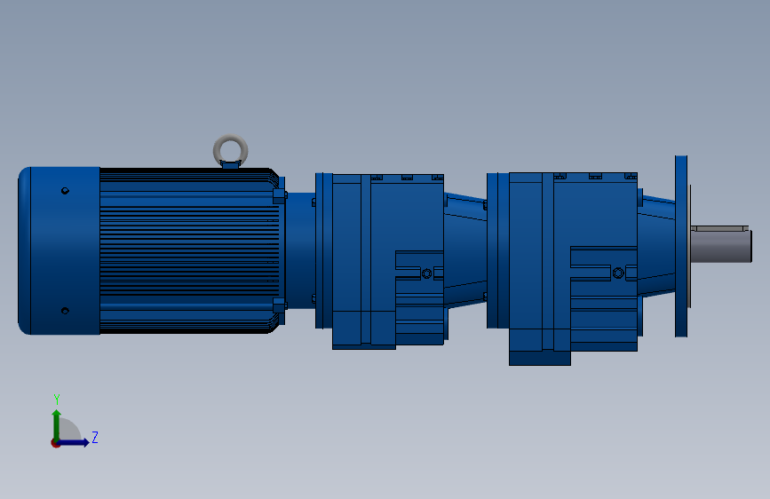 RF27R17法兰轴伸式组合型斜齿轮减速机RF27R17-Y0.18-4P-63-M1-0°-Φ140 左侧视图