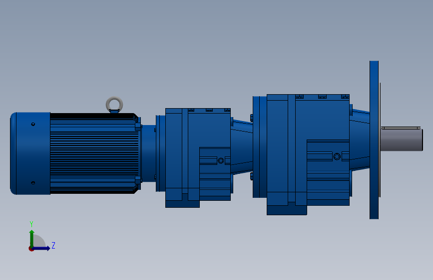 RF57R37法兰轴伸式组合型斜齿轮减速机RF57R37-Y0.18-4P-63-M1-0°-Φ250 左侧视图