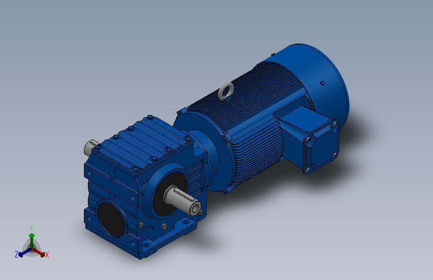 S57底脚轴伸式安装斜齿-蜗轮蜗杆减速机S57-YV0.55-6P-35.2-M1-0°-A+B