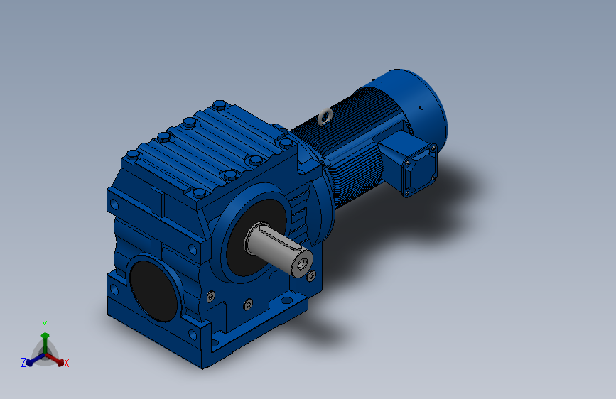 S97底脚轴伸式安装斜齿-蜗轮蜗杆减速机S97-YV0.75-8P-207.48-M1-0°-A