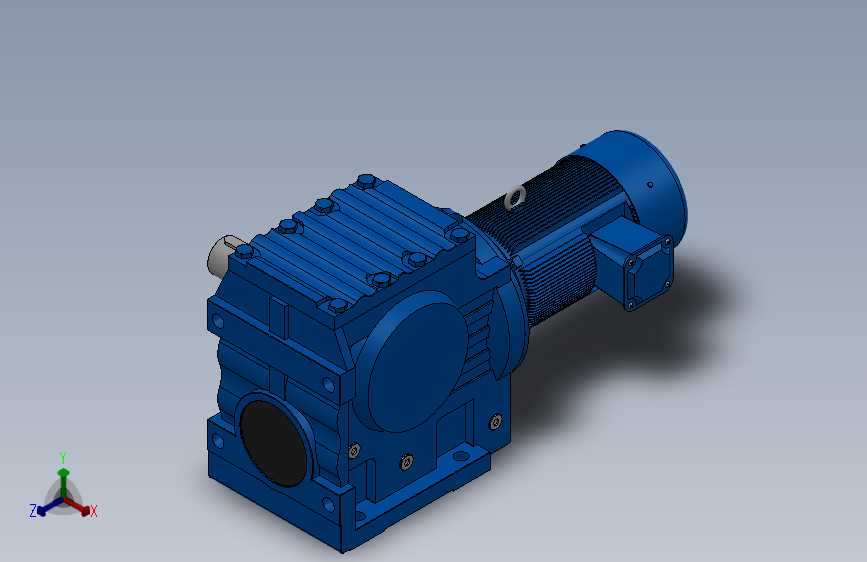 S97底脚轴伸式安装斜齿-蜗轮蜗杆减速机S97-YV0.75-8P-207.48-M1-0°-B