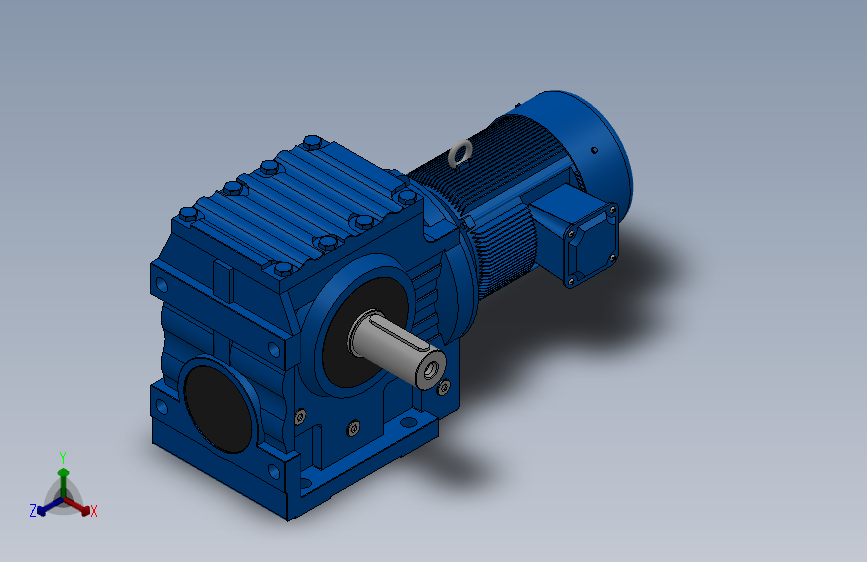 S97底脚轴伸式安装斜齿-蜗轮蜗杆减速机S97-YV1.5-8P-207.48-M1-0°-A