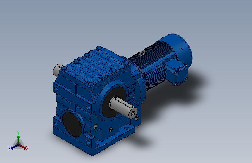 S97底脚轴伸式安装斜齿-蜗轮蜗杆减速机S97-YV2.2-4P-207.48-M1-0°-A+B