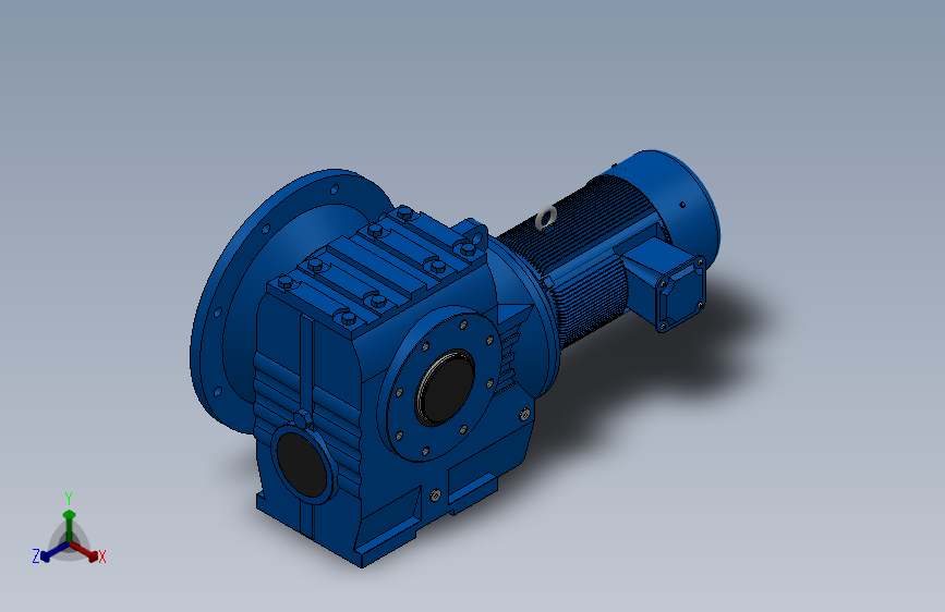 SAF97法兰空心轴安装斜齿-蜗轮蜗杆减速机SAF97-YV2.2-4P-187.89-M1-0°-B