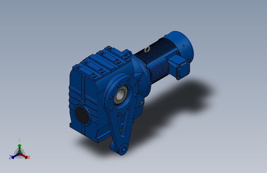 SAT97带防转臂空心轴安装斜齿-蜗轮蜗杆减速机SAT97-YV0.75-8P-207.48-M1-0°-A