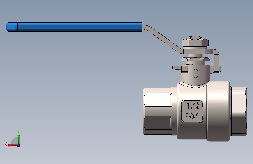 K4005-½304不锈钢两片式球阀_SOLIDWORKS 2019_模型图纸下载 – 懒石网