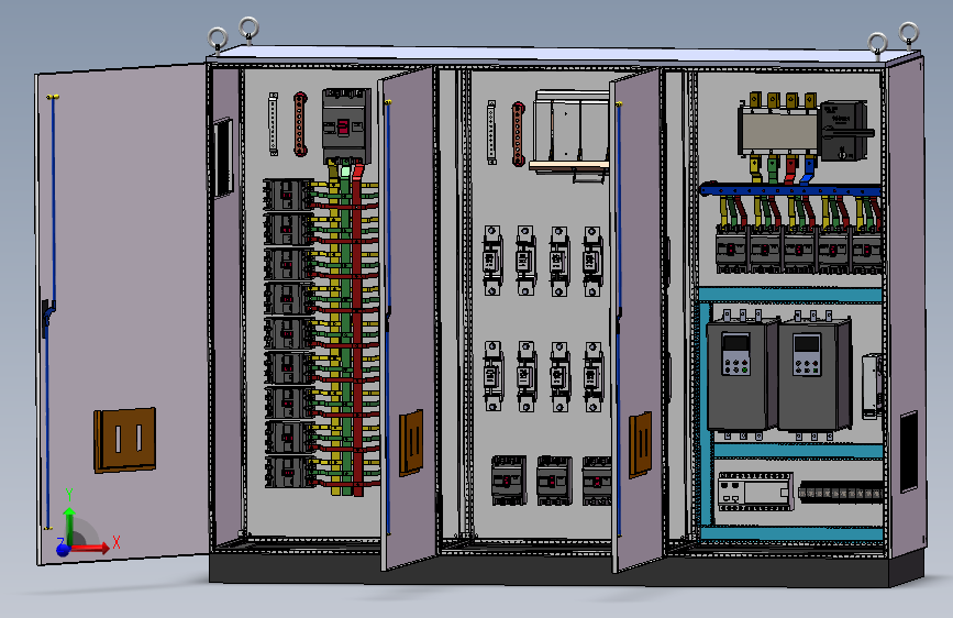 三柜组装双电源软启动plc控制柜
