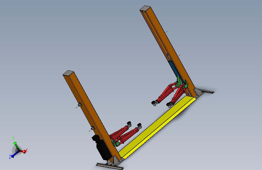 双柱举升机模型三维SW+CAD=1090714==400
