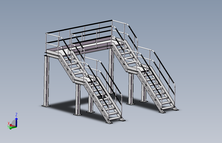 K7785-双楼梯钢平台