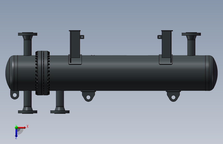 K8283-DN500管壳式氢气换热器 俯视图