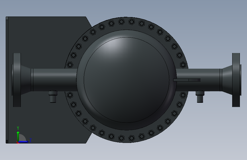 K8283-DN500管壳式氢气换热器 左侧视图