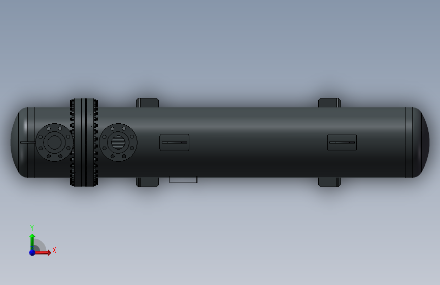 K8283-DN500管壳式氢气换热器 正面视图