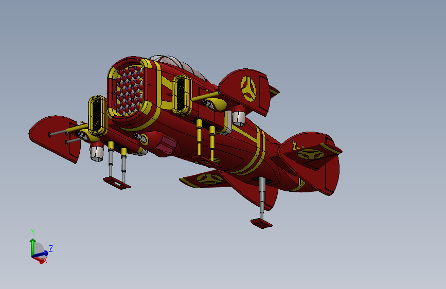 一个装有导弹的科幻飞船的快速模型