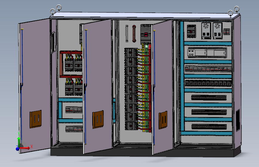 三柜组装630A电源plc控制柜