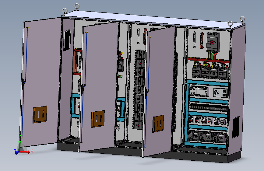 三柜组装630A电源柜plc4011控制柜
