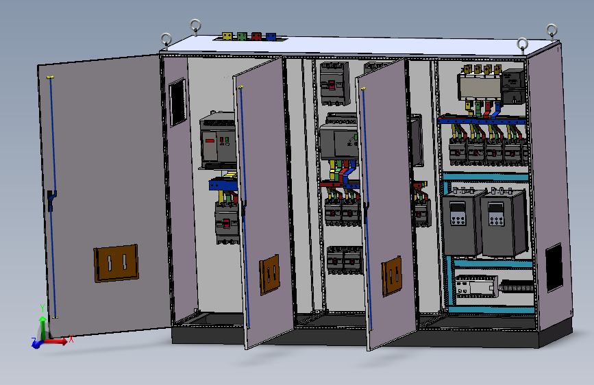 三柜组装双电源软启动plc控制柜