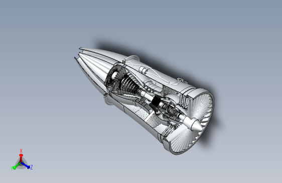 Y0235-航空发动机 涡扇喷气式发动机 SolidWorks