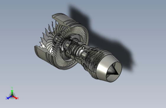 Y0277-航空发动机 pratt whitney 涡扇发动机 CATIA igs
