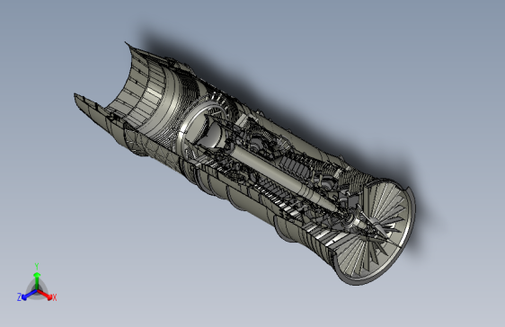 Y0299-航空发动机 低旁路涡扇发动机 low bypass turbofan pratt-whitney f100 CATIA STP