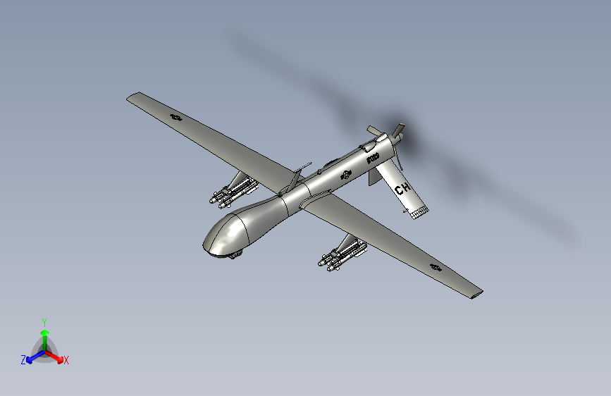 Y0738-无人机 mq-1-predator-uav SW STP DWG