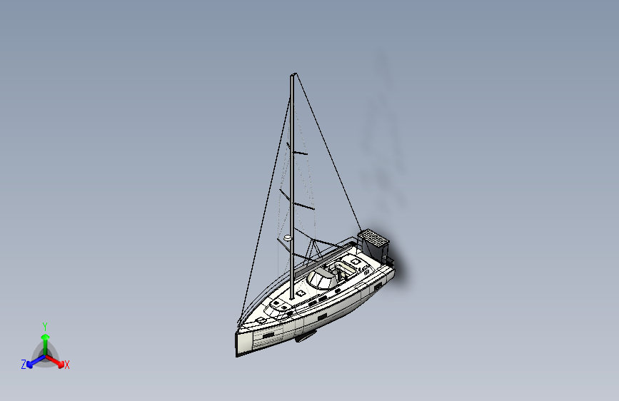 Y0843-轮船 军舰 12-5m-sailboat-1 3 STP