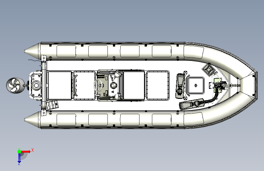 Y0943-轮船 军舰 rhib-1 3 STP 俯视图