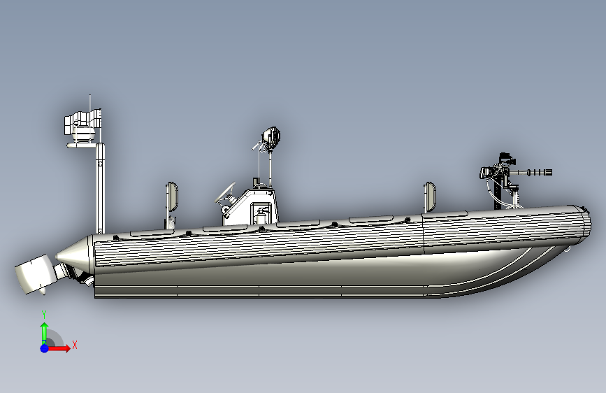 Y0943-轮船 军舰 rhib-1 3 STP 正面视图