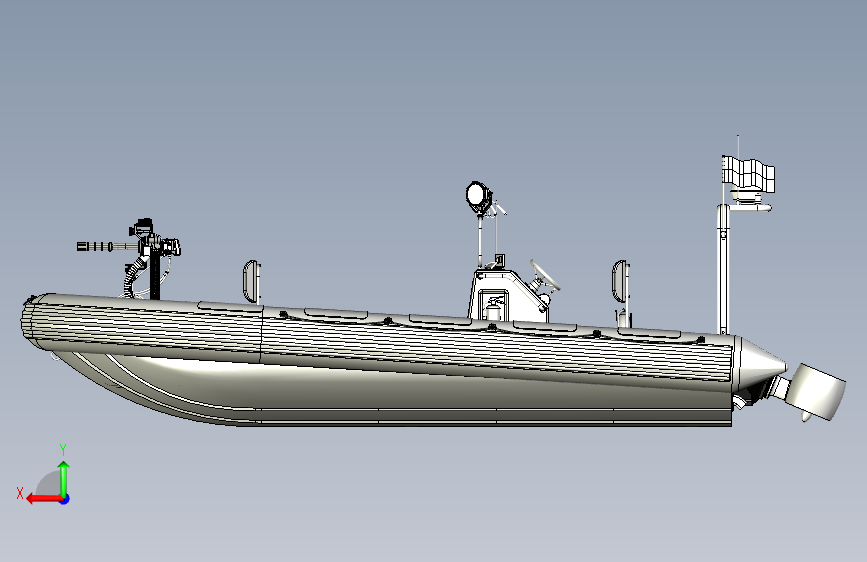 Y0943-轮船 军舰 rhib-1 3 STP 背面视图