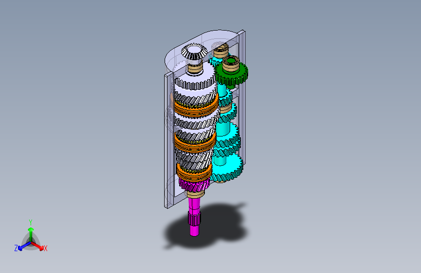 三轴六档手动变速器三维CATIA模型