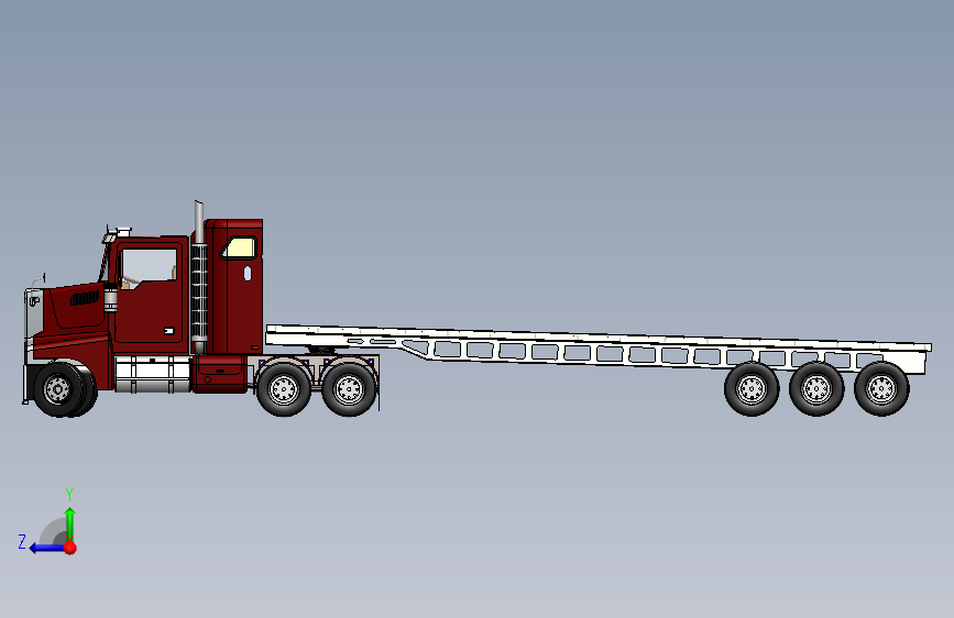 Y1508-卡车  BGs 18 wheeler  flatbed 2 SW