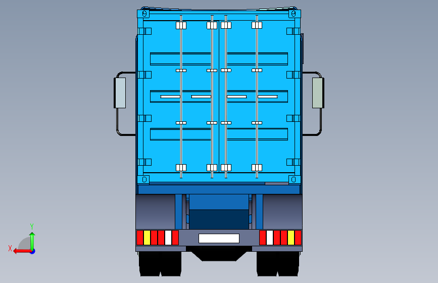 Y1547-卡车 MB-Actros+Container 3DXML CGR STEP STL 背面视图