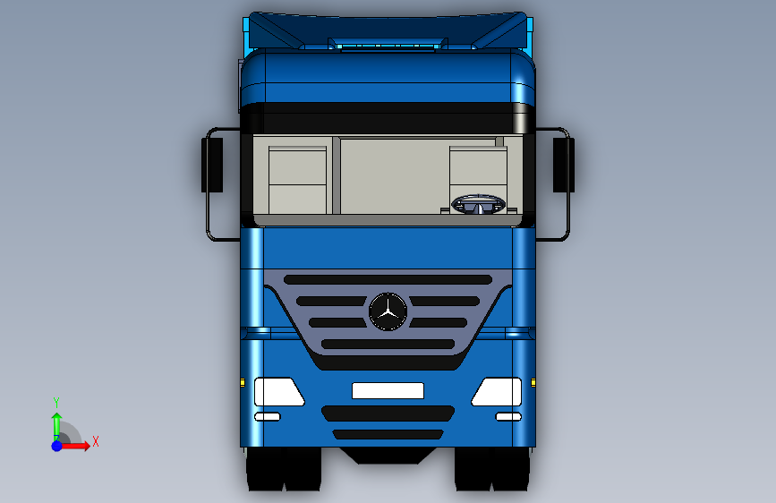 Y1547-卡车 MB-Actros+Container 3DXML CGR STEP STL 正面视图