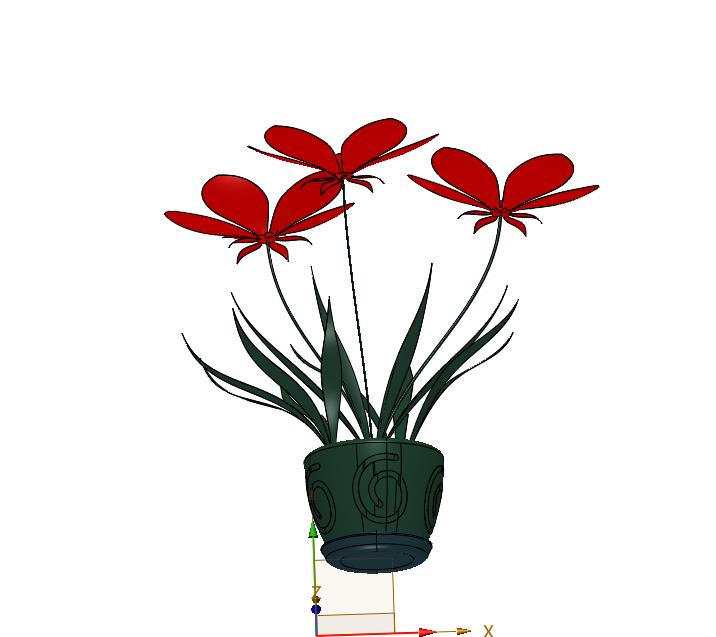 盘栽立体花朵树脂摆件
