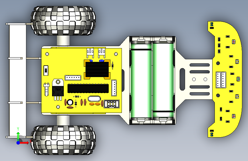 Y2249-AGV 智能小车 line-follower-robot-3 INVENTOR STP IGS 正面视图
