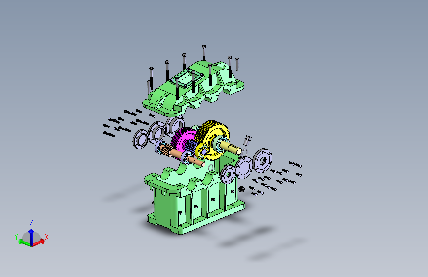 Y2472-减速器 gearbox-with-two-stages-of-cylindrical-gears SW