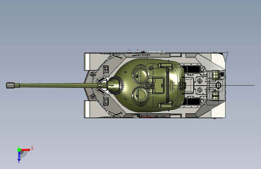 Y2893-坦克 战车 IS-7 重型坦克 stp x_t 俯视图