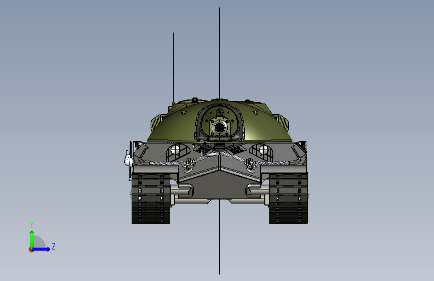 Y2893-坦克 战车 IS-7 重型坦克 stp x_t 左侧视图