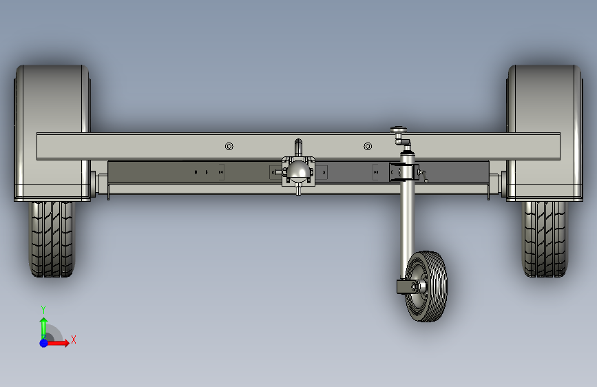 Y3376-挂车 拖车 empty-trailer-frame-pusta-rama-przyczepki STP 正面视图