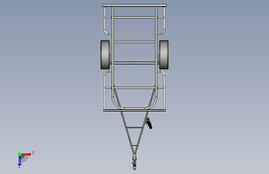 Y3376-挂车 拖车 empty-trailer-frame-pusta-rama-przyczepki STP 俯视图