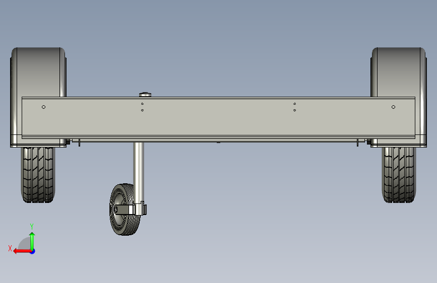 Y3376-挂车 拖车 empty-trailer-frame-pusta-rama-przyczepki STP 背面视图